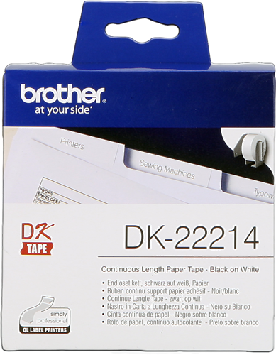 Brother DK-22214 Etiquetas sin fin 12mm x 30,48m Negro sobre blanco