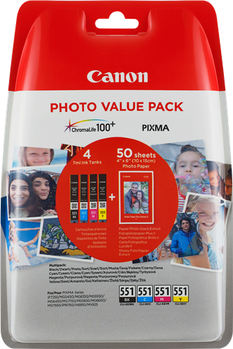 Canon CLI-551 Photo negro / cian / magenta / amarillo Value Pack
