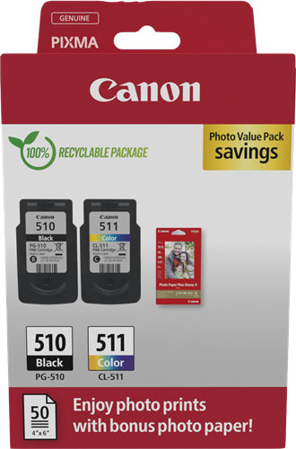 Canon PG-510+CL-511 negro / varios colores / Blanco Value Pack