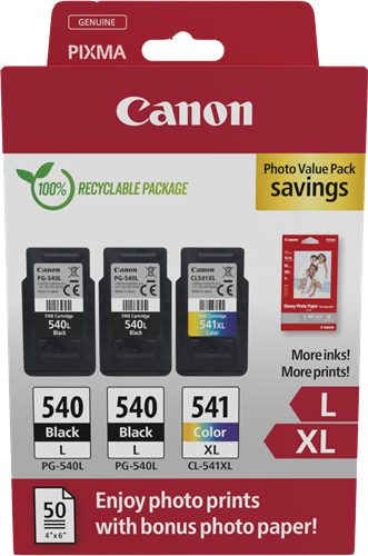 Canon PG-540L+CL-541XL negro / varios colores / Blanco Value Pack