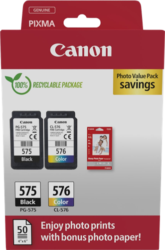 Canon PG-575+CL-576 negro / varios colores / Blanco Value Pack