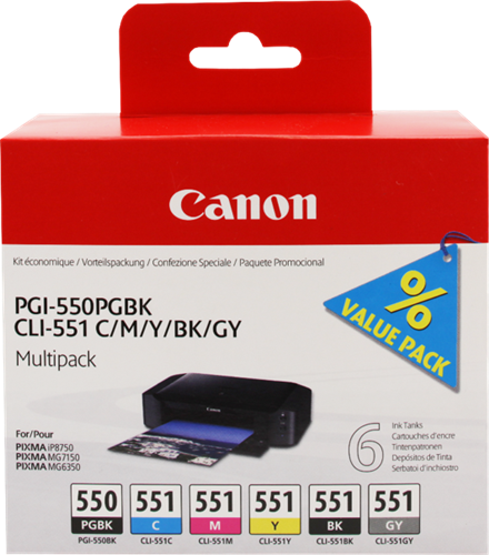Canon PGI-550+CLI-551 Multipack negro / cian / magenta / amarillo / Gris