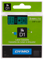 DYMO Cinta mecanográfico Negro sobre verde