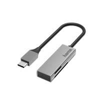 Hama 00200131 lector de tarjetas USB-C USB 3.0, SD/microSD, aluminio Plata