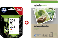HP 304 negro / varios colores Value Pack + Prindo Green Recyclingpapier 500 Blatt