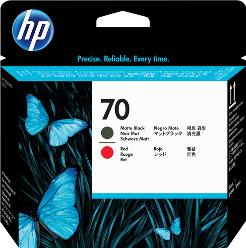 HP 70 Cabezal de impresión Rojo / Negro (mate)